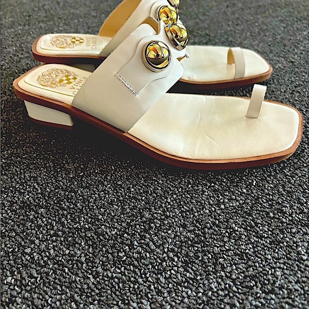White with Gold Sandal 
Vince Camuto-Never Worn
